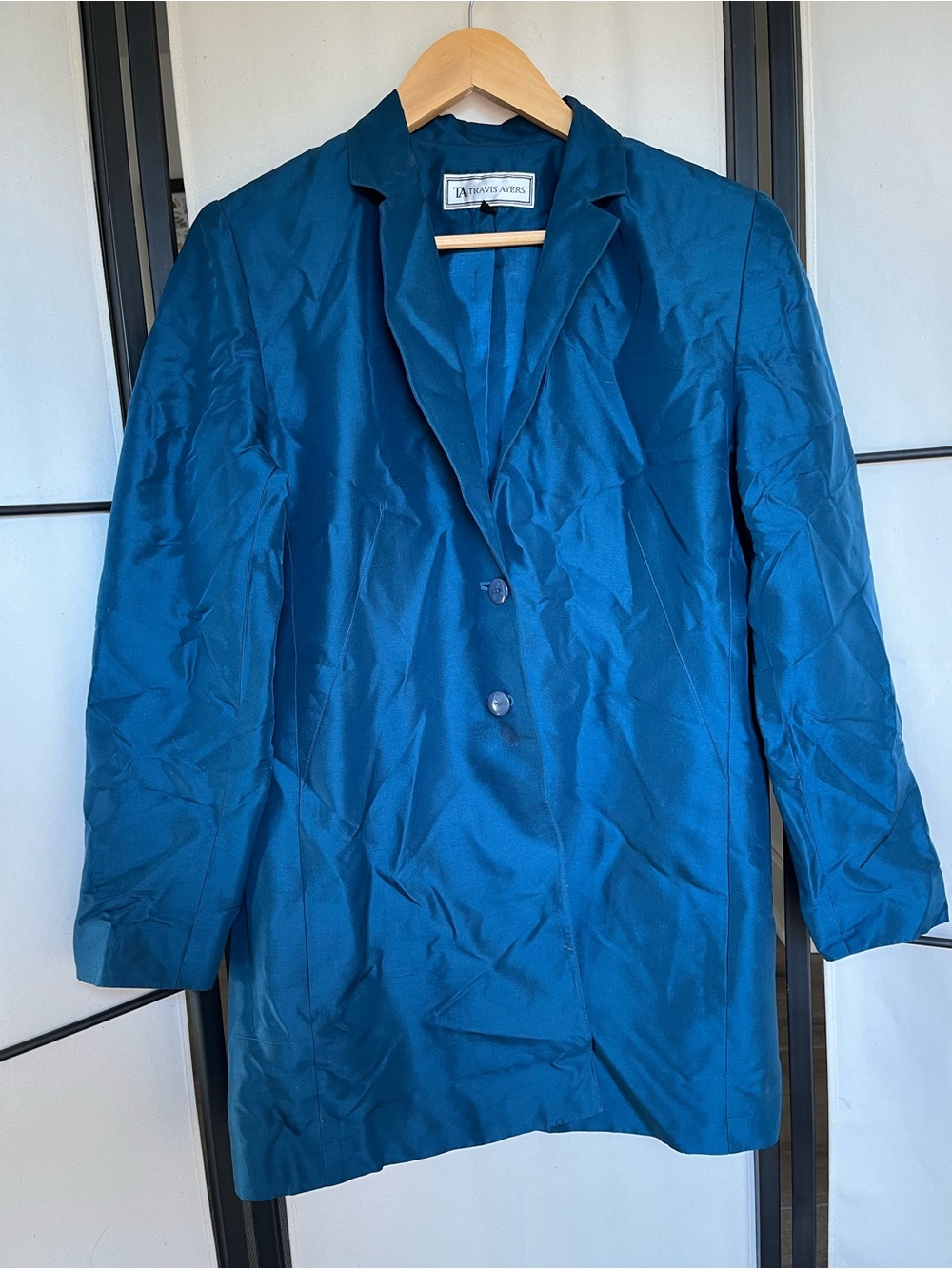 Travis Ayers Teal Satin Blazer Jacket